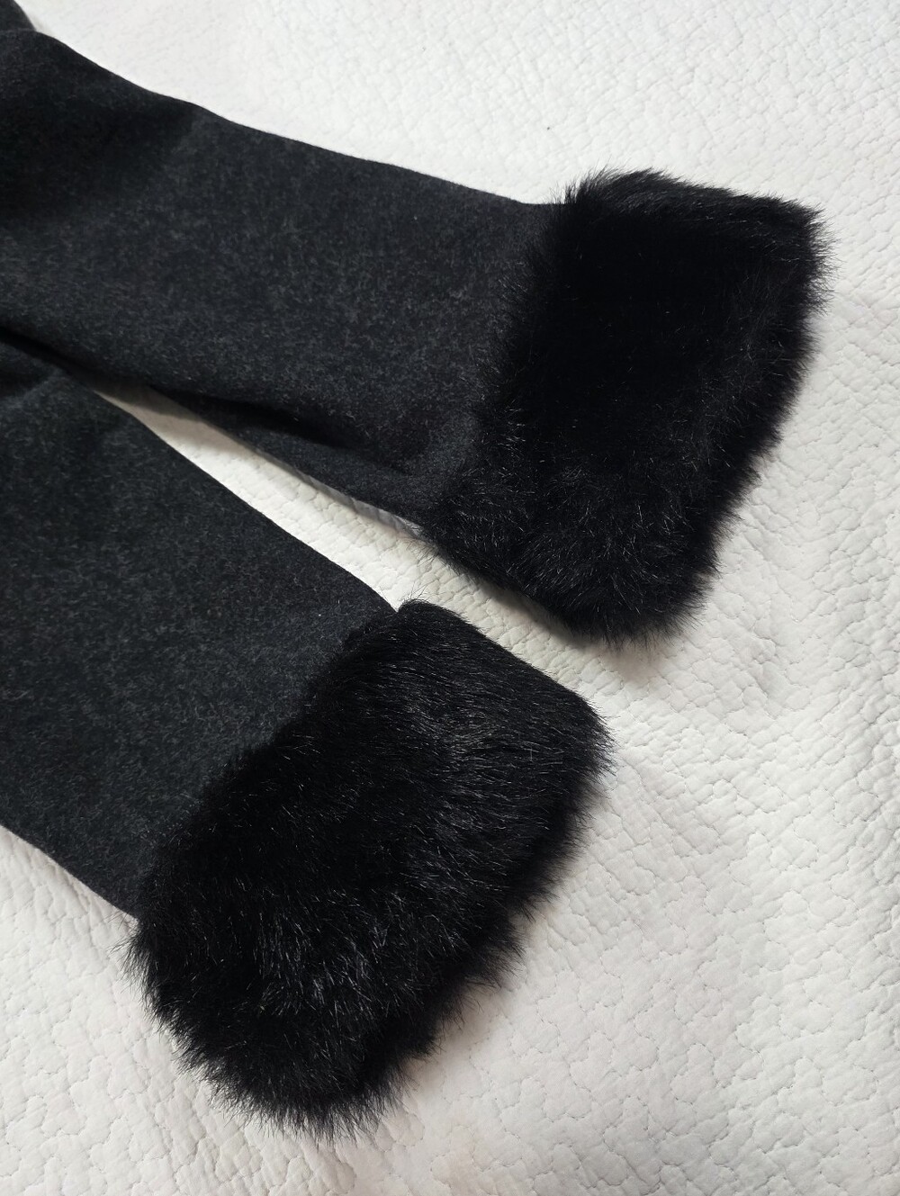 Vintage JP 1893 Charcoal Gray Wool Hooded Long Coat with Black Faux Fur Trim - Picture 7 of 13